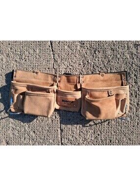 NEW Mastercraft 11 Pocket Suede Leather Carpenter Tool Belt Clip Buckle Nylon